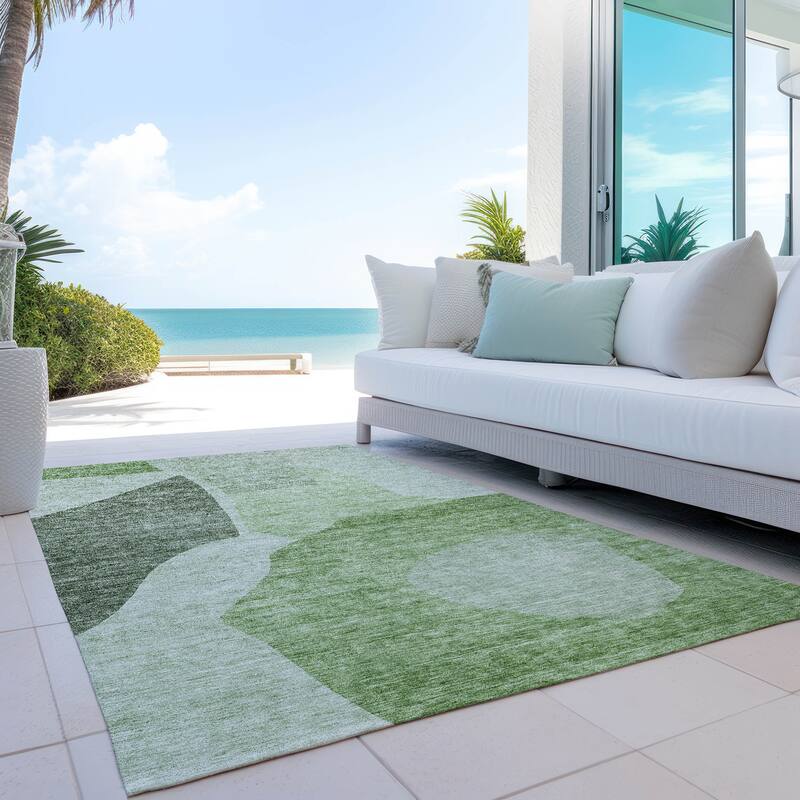 Machine Washable Indoor/ Outdoor Chantille Modern Abstract Rug