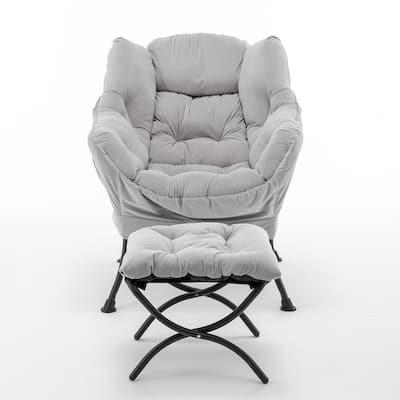 Velvet Recliner Chair with Matching Ottoman, Upholstered Accent Chair Armchair, Lounge Chaise Chair with Footrest