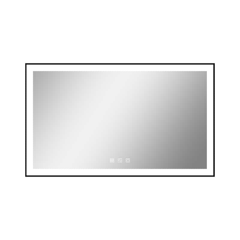 LED Black Framed Bathroom Vanity Mirror Wall Mounted Dimmable Anti-Fog Mirror - 40×24
