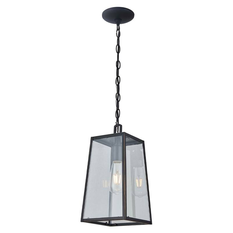 Pearlene 1-Light Imperial Black Outdoor Pendant Light with Clear Tempered Glass Shade - Imperial Black