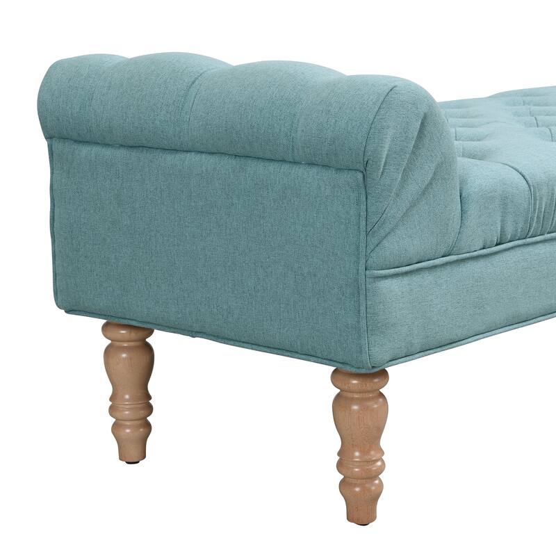 Pink Button-Tufted Bed End Ottoman - Upholstered Fabric Bench for Bedroom & Entryway