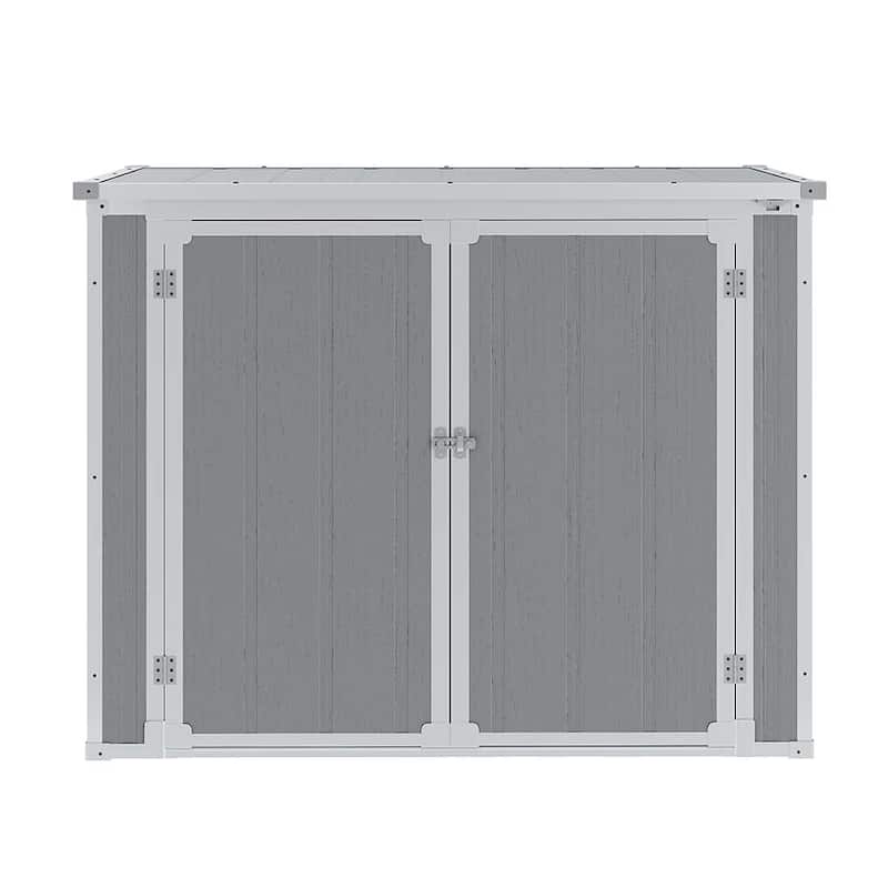 4.69 ft. W x 2.46 ft. D Plastic Storage Shed Outdoor Storage Cabinet, Outdoor Trash Can Storage with Floor
