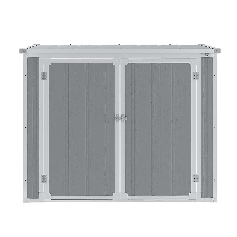 4.69 ft. W x 2.46 ft. D Plastic Storage Shed Outdoor Storage Cabinet, Outdoor Trash Can Storage with Floor