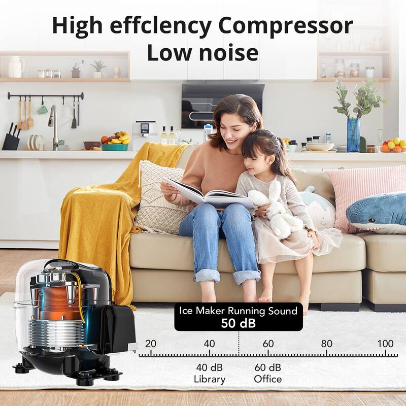 Commercial Ice Maker Machine, 150 lbs/Day, 33 lbs Storage Capacity - 150lb/day