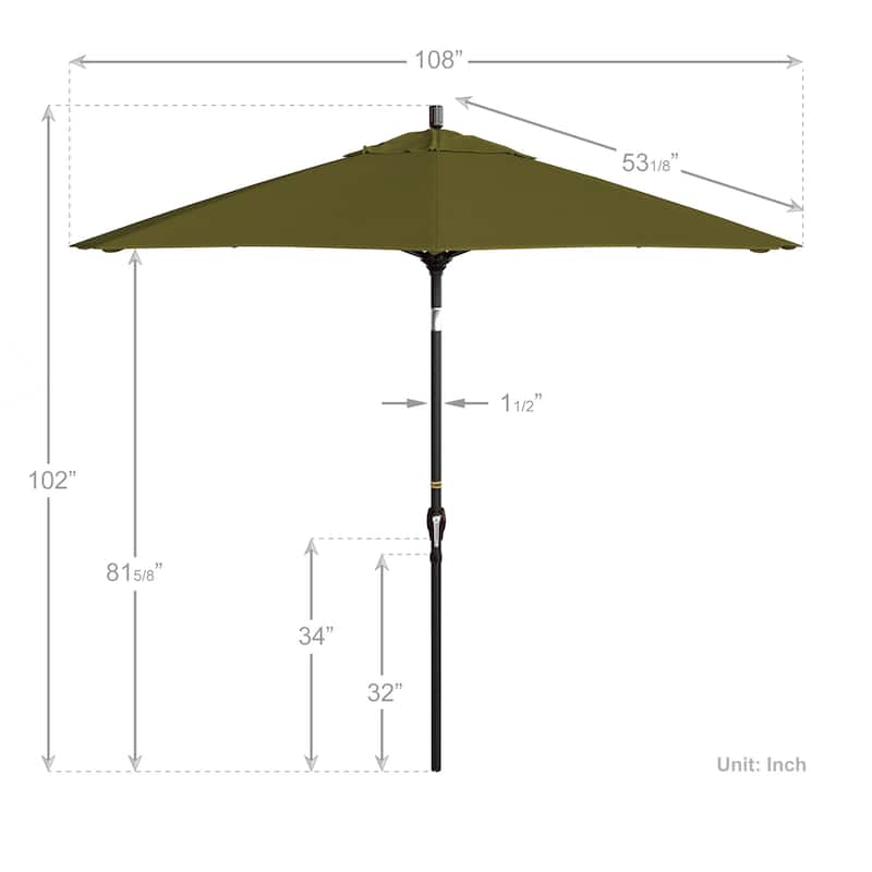 California Umbrella 9' Round Crank Lift Push Button Tilt Bronze Aluminum Patio Umbrella Sunbrella