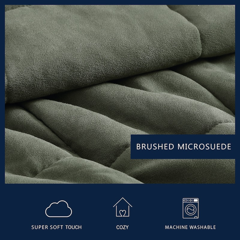Nautica Beckett Microsuede/Sherpa Reversible Green Comforter Set