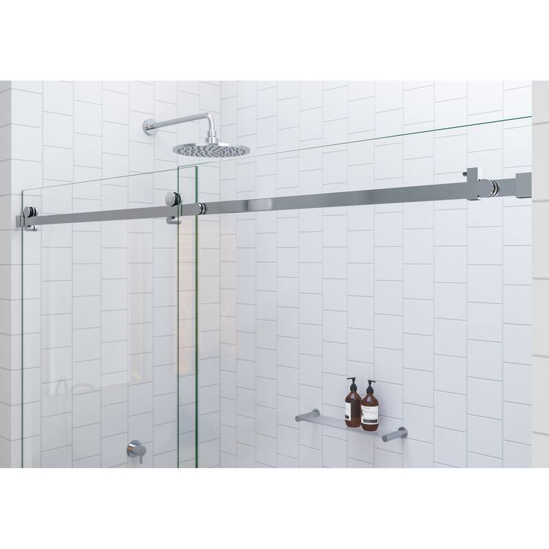 Glass Warehouse 52 in. - 56 in. x 60in. Frameless Bath Tub Sliding Shower Door with Square Hardware