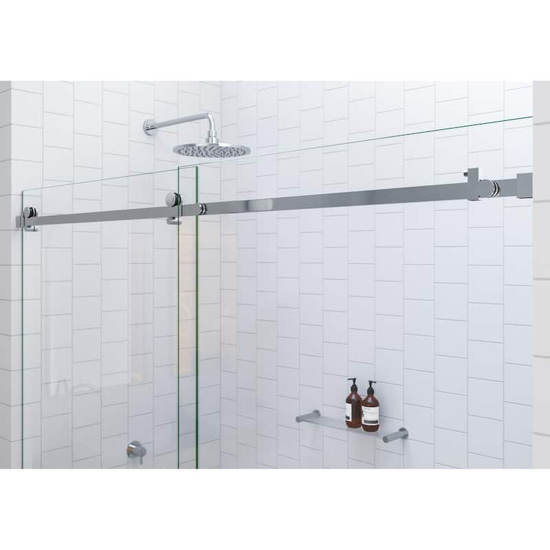 Glass Warehouse 56 in. - 60 in. x 60in. Frameless Bath Tub Sliding Shower Door with Square Hardware