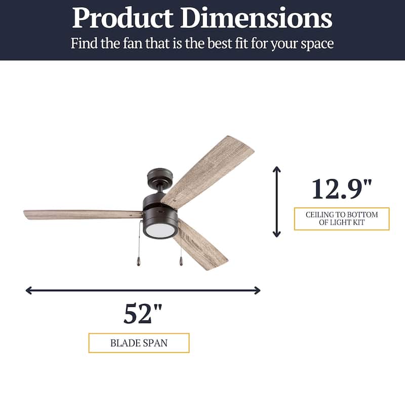 52" Prominence Home Madrona Indoor Ceiling Fan, Painted Gun Metal - 52