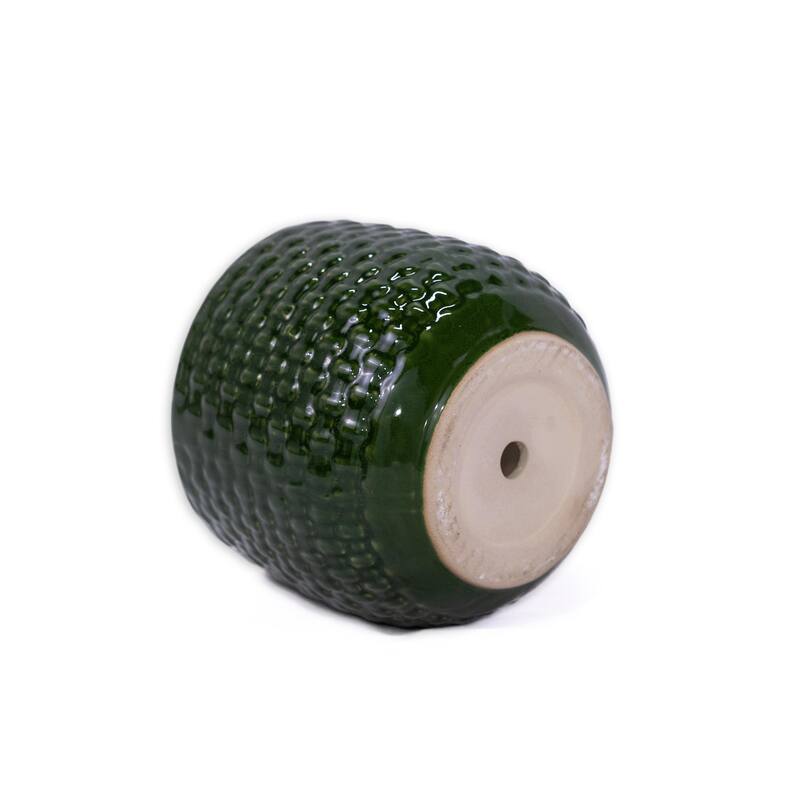 Emerald Green Ceramic Planter Set of 3 - 9.5" Square Modern Plant Pots with Drainage Holes