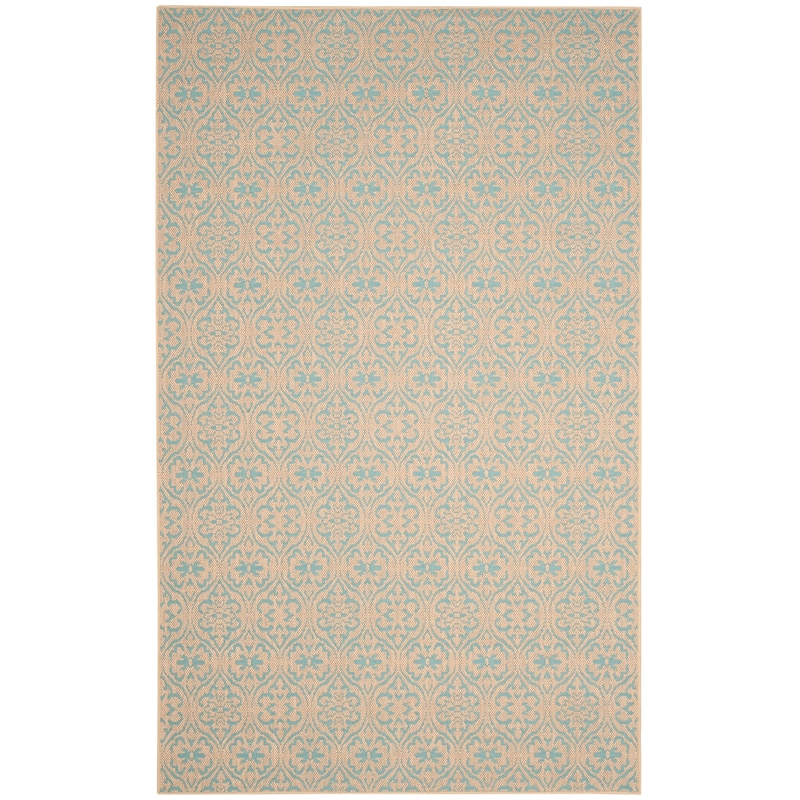 SAFAVIEH Handmade Palm Beach Kenna Modern Jute Rug - 5' x 8' - Natural/Turquoise