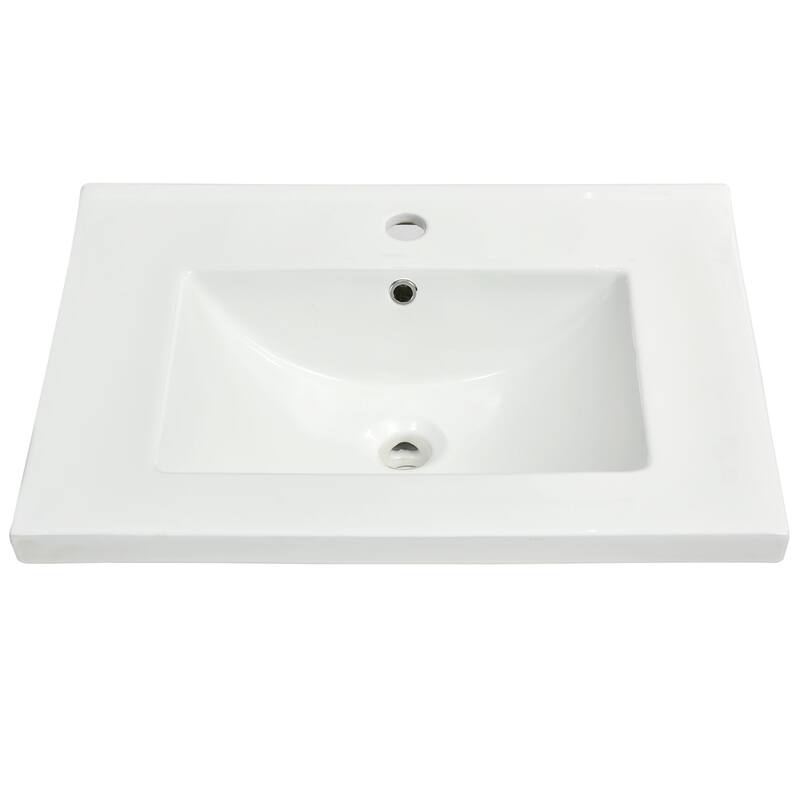 Bathroom Vanity with Ceramic Basin Sink, Bathroom Storage Cabinet with 2 Drawers, Bathroom Vanities with 1 Tip-Out Drawer