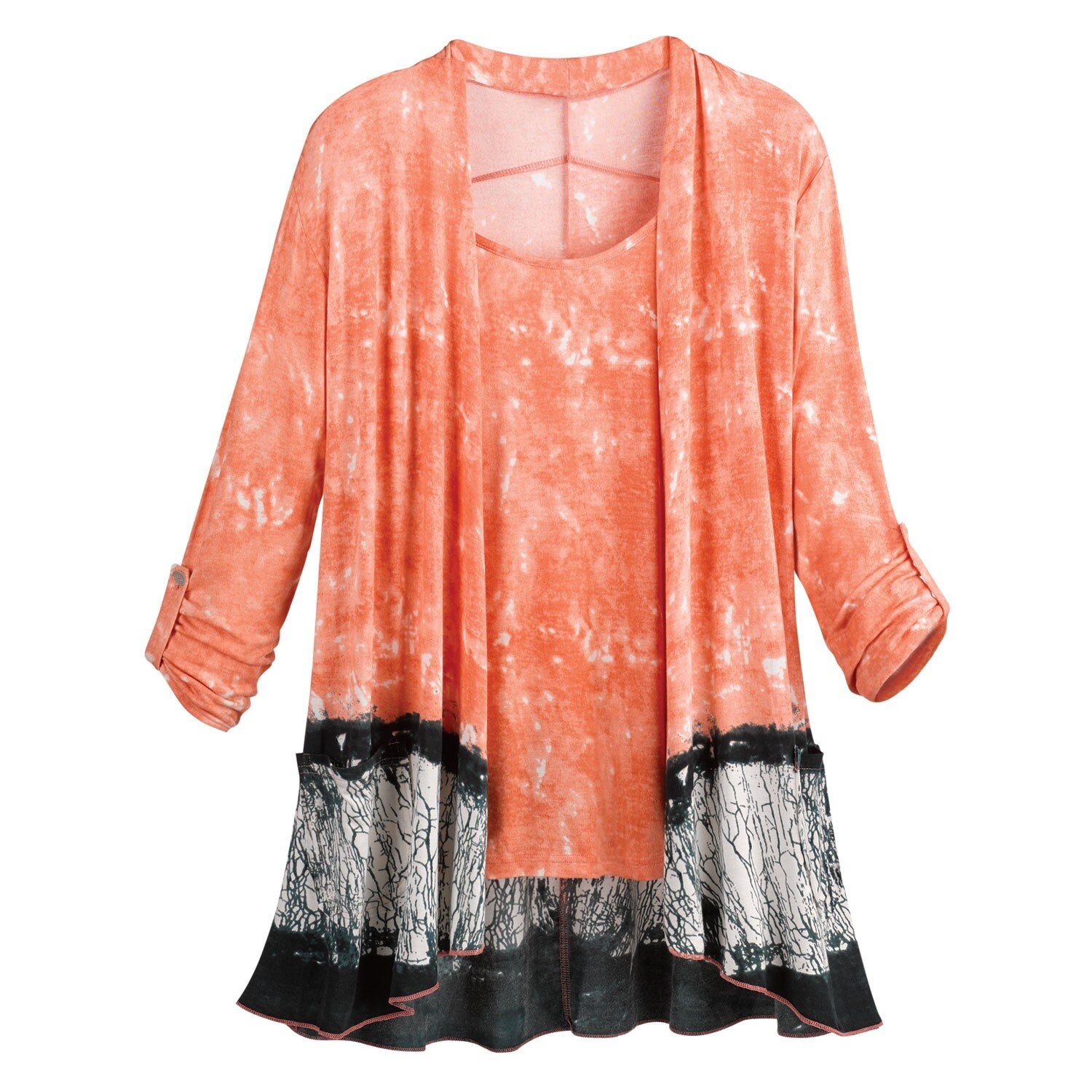 Shop Parsley Sage Women S Tunic Twinset Roll Tab Sleeve Open