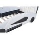 preview thumbnail 12 of 10, Twin Size Race Car-Shaped Platform Bed with Wheels, Fun and Sturdy Design for Young Racing Fans, Safety Features Included, White