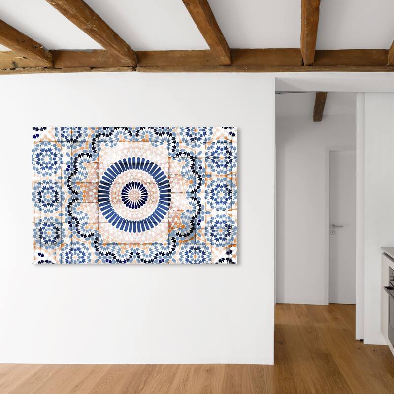 Wynwood Studio Abstract Mandala for Spring Blue and Bohemian & Eclectic Wall Art Canvas Print - 30 x 45