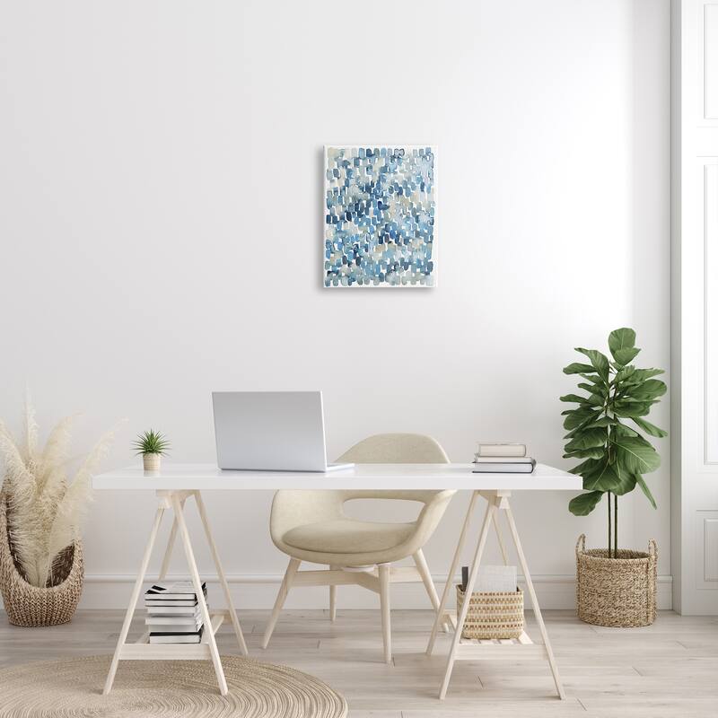 Stupell Coastal Tile Abstract Soft Blue Beige Shapes Canvas Wall Art