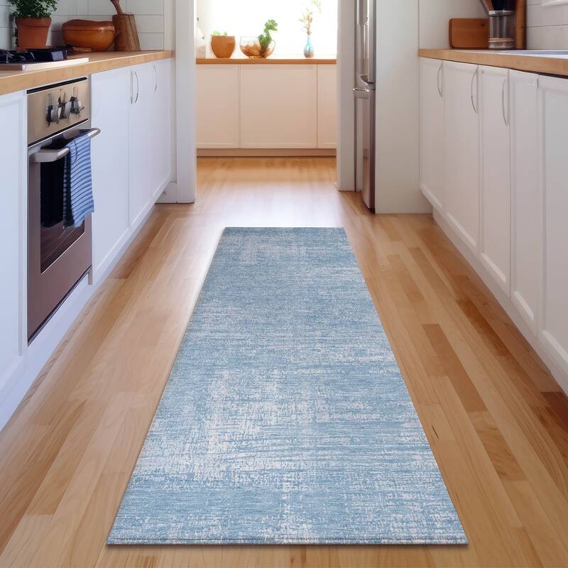 Premium Washable Super Soft Solid Chic Mayfield Rug - Blue - 2' 3" x 7' 6" - Runner