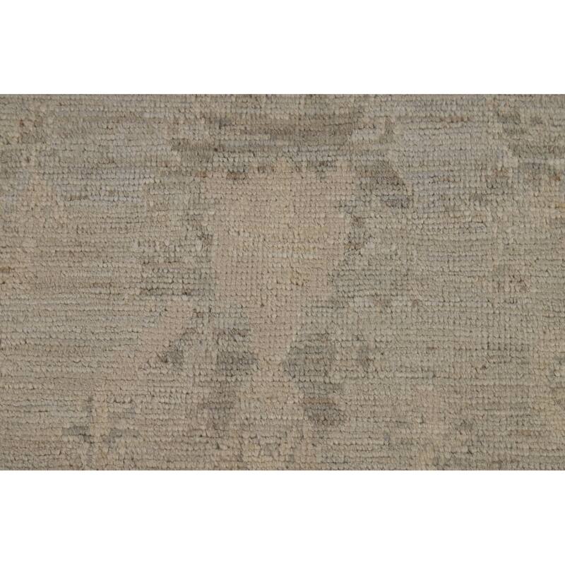 Hand Knotted Oriental 100% Wool Carpet Transitional All-Over Beige & Ivories Oushak Runner Rug - 8' 4'' X 3' 0''