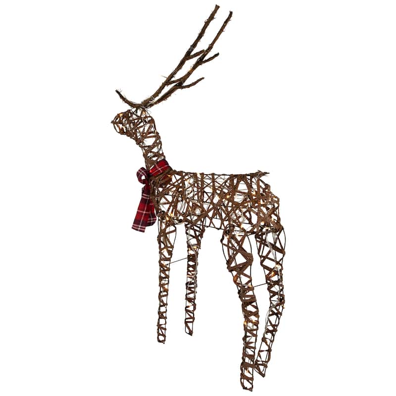 47" LED Lighted Standing Rattan Reindeer Outdoor Christmas Decoration - Brown