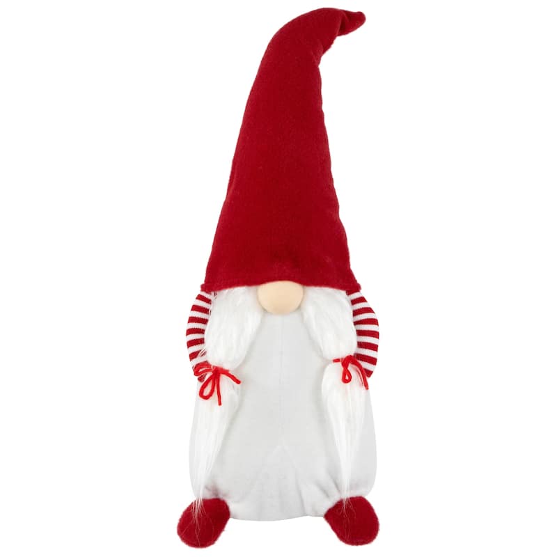 20.5" Red and White "Hands in Pocket" Girl Christmas Gnome Decoration