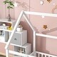 preview thumbnail 7 of 71, Floor Wooden Bed with House Roof and Fence Guardrails for Kids' Bedroom