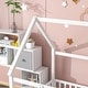 preview thumbnail 23 of 37, Full Size Wooden Floor Bed with House Roof Frame, Fence Guardrails for Kids, Bedroom