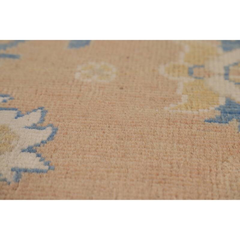 Hand Knotted Oriental 100% Wool Carpet Transitional All-Over Peach Oushak Area Rug - 10' 1'' X 8' 3''