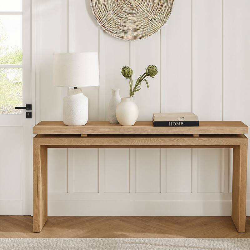 Classic Farmhouse Wooden Living Room Console Table Entryway Table - Antique Brown