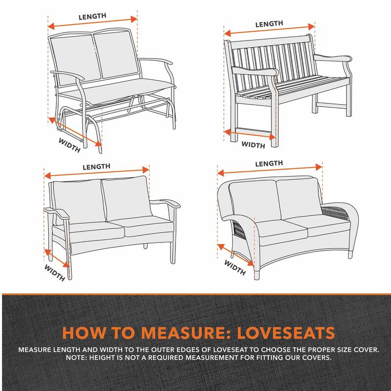 Modern Leisure® Garrison Patio Loveseat Cover, Waterproof, Large, 76"L x 38"W x 38.25"H, Granite