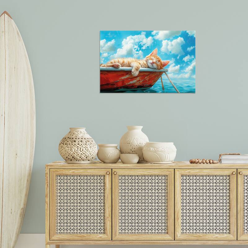 Stupell Sleeping Cat on Boat Canvas Wall Art Design By Parable Visions