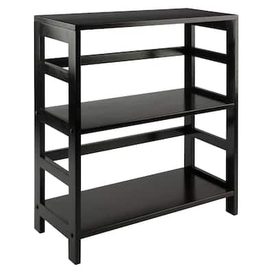 Leo Wide 2-Tier Storage Shelf, Espresso - 25.2 x 11.22 x 29.21 inches