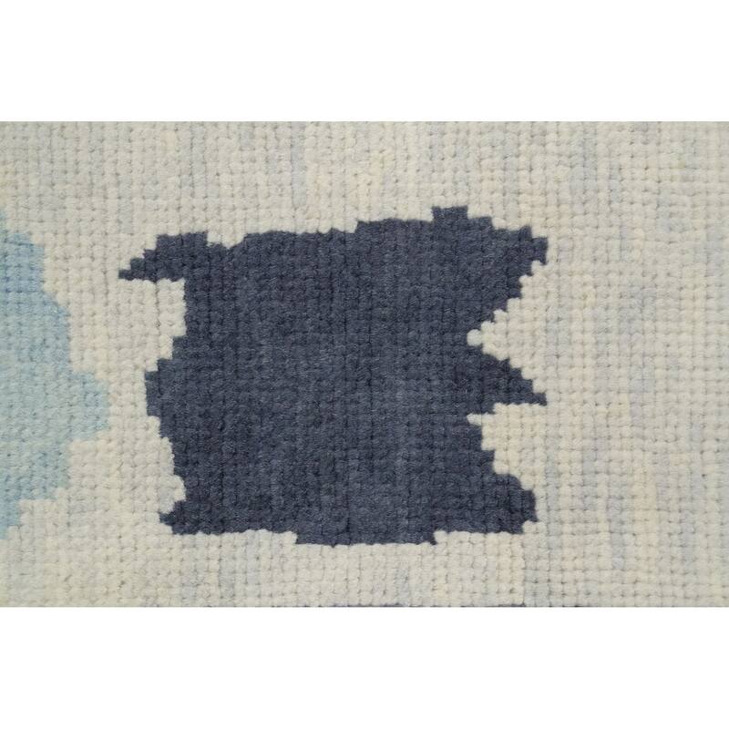 Hand Knotted Oriental 100% Wool Carpet Modern Geometric Navy Blue & Blues Gabbeh Area Rug - 9' 4'' X 8' 1''