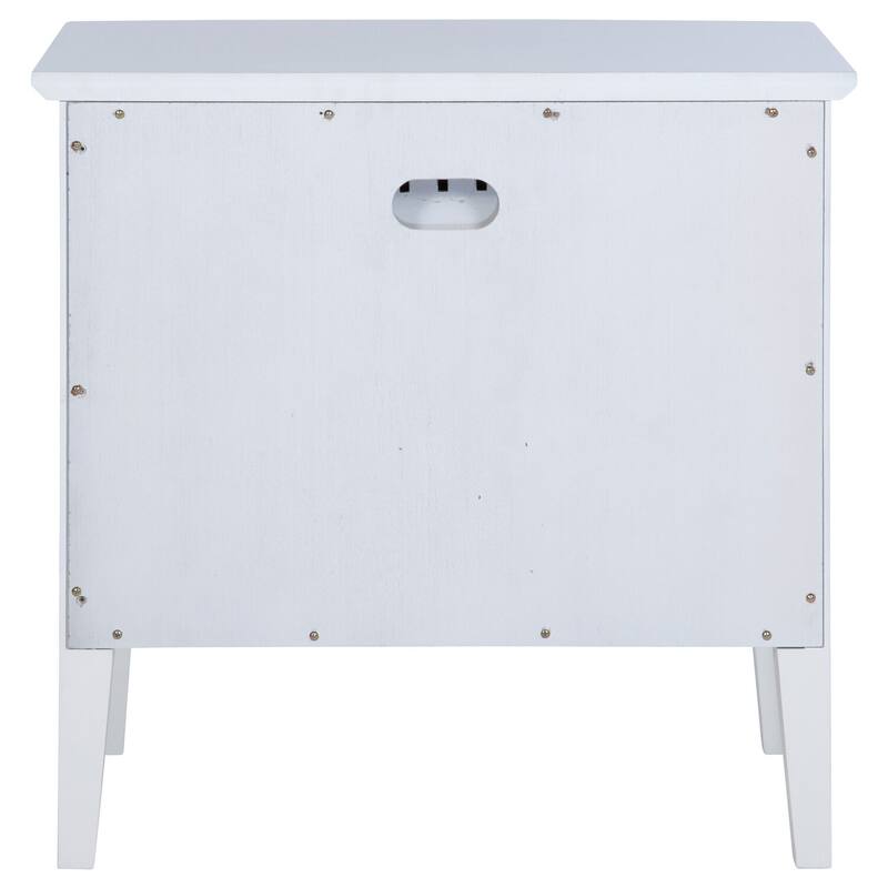 White 1-Drawer Nightstand with Natural Rattan Accents, Felt Lining and Open Shelf for Coastal Modern Style