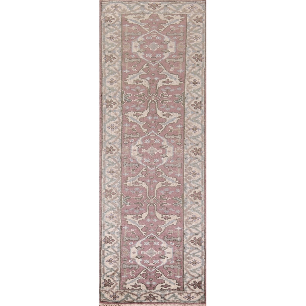 All-Over Floral Oushak Oriental Runner Rug Handmade Wool Carpet - 2'8"x 9'9"