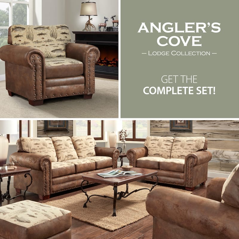 American Furniture Classics Model 8501-00-70 Angler's Cove Arm Chair with Matching Ottoman