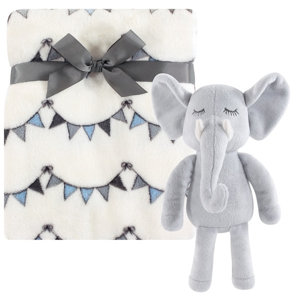 slide 1 of 1, Hudson Baby Infant Plush Blanket with Toy, Modern Elephant, One Size - Modern Elephant - One Size One Size - Modern Elephant