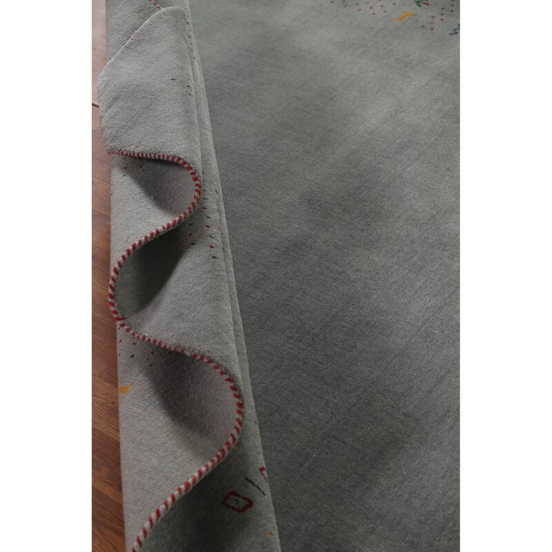 Silver Gray Gabbeh Indian Area Rug Handmade Wool Carpet - 7'7"x 9'9"