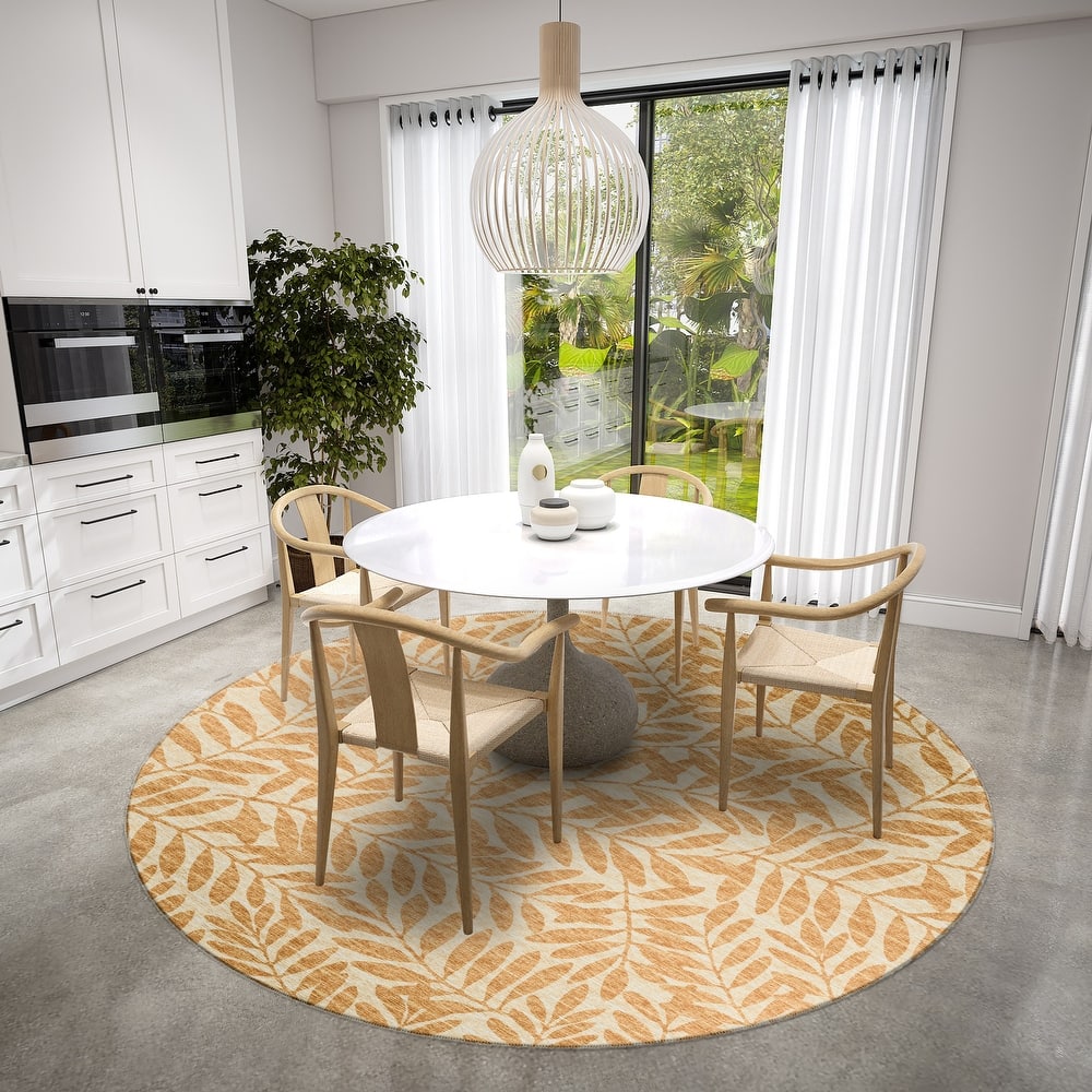 Indoor/ Outdoor Addison Yuma Foliage Motif Washable Area Rug