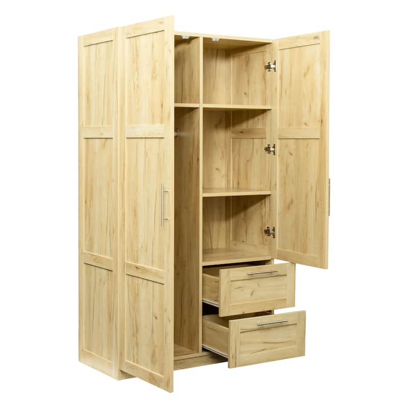 2Drawer Wardrobe Storage with 5 Storage Spaces Bed Bath