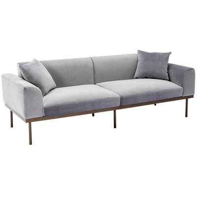 Velvet Sleeper Sofa, with Metal Legs, Modern Loveseat Sofa Couch with Pillows and Seat Cushions, for Living Room, Bedroom