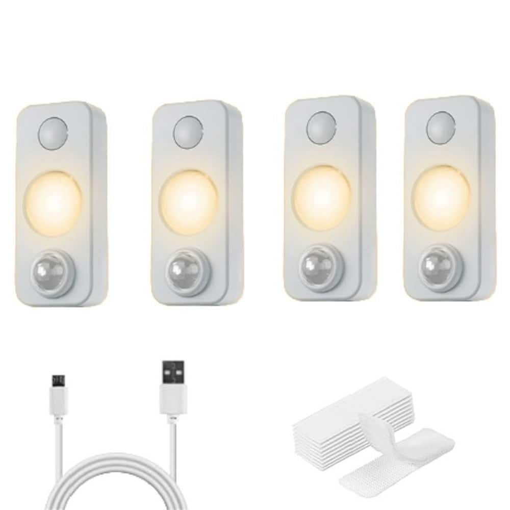 4-Pack Rechargeable Motion Sensor LED Lights,Warm Colors