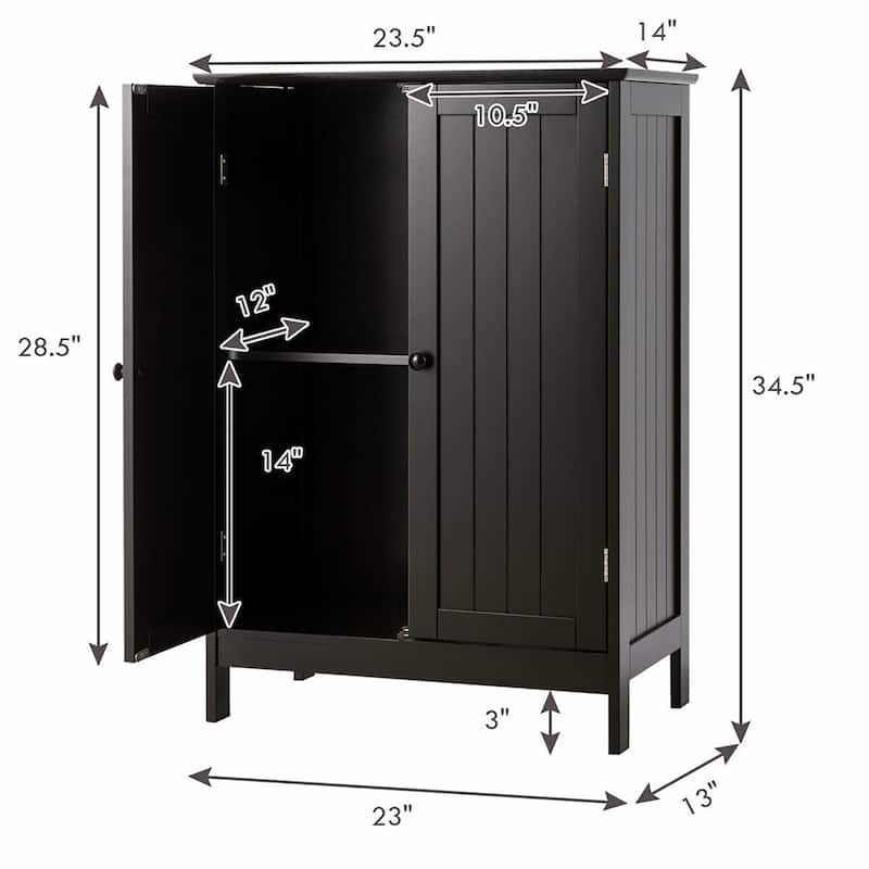 Bathroom Storage Cabinet with Double Doors Wooden Floor Shoe Cabinet