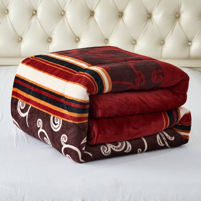 3-Piece Floral Printed Sherpa-Backing Reversible Comforter Set