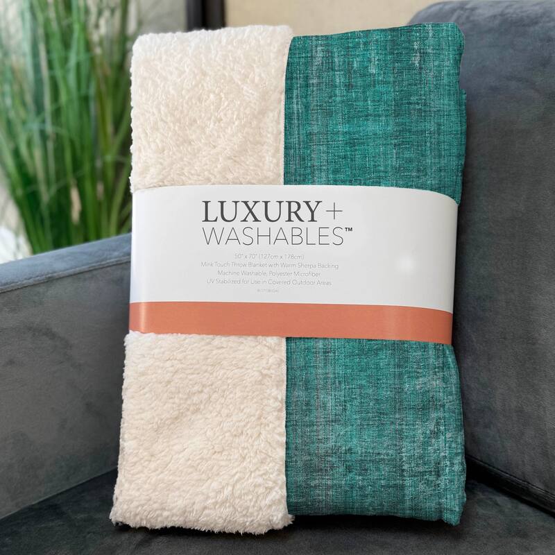 Premium Machine Washable Ombre Solid Sherpa Throw Blanket