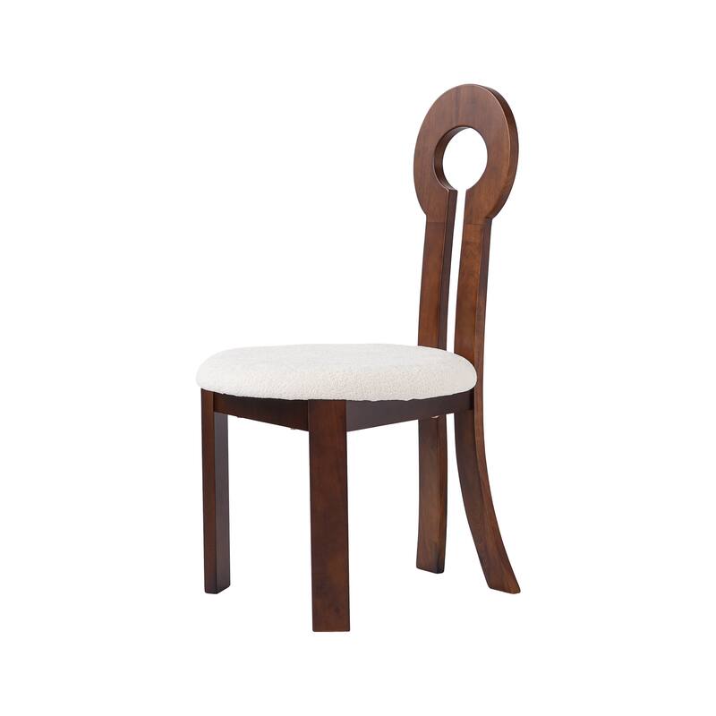 2 Piece Solid Wood Armless Kitchen Dining Chair with Round Backrest and Cushion for Dining Room Kitchen Living Room Bedroom