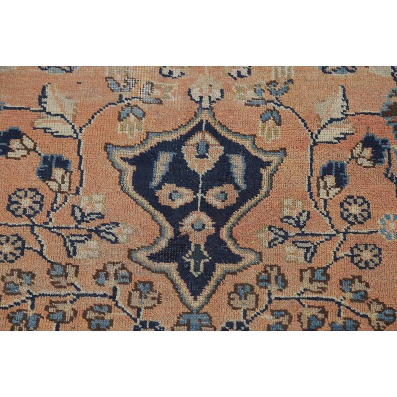 Light Orange Mashad Persian Area Rug Handmade Wool Carpet - 9'9"x 12'3"