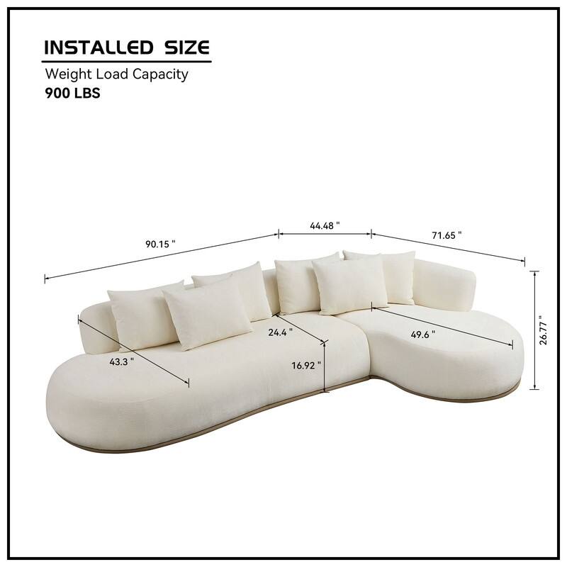 134.63" Oversize Cloud Sectional Couch with L-Shape Chaise, Modern Upholstered Sofa with Deep Seat for Living Room