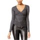 preview thumbnail 2 of 1, Material Girl Womens Wrap-Front Ribbed Pullover Sweater