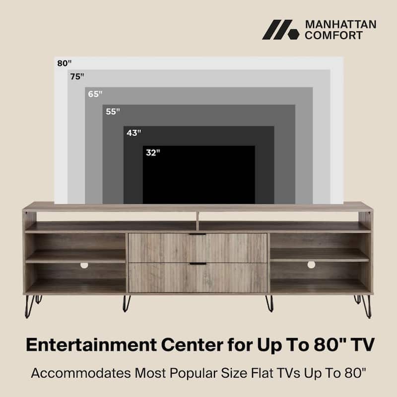 Manhattan Comfort Dumbo Mid-Century Modern TV Stand with 6 Shelves