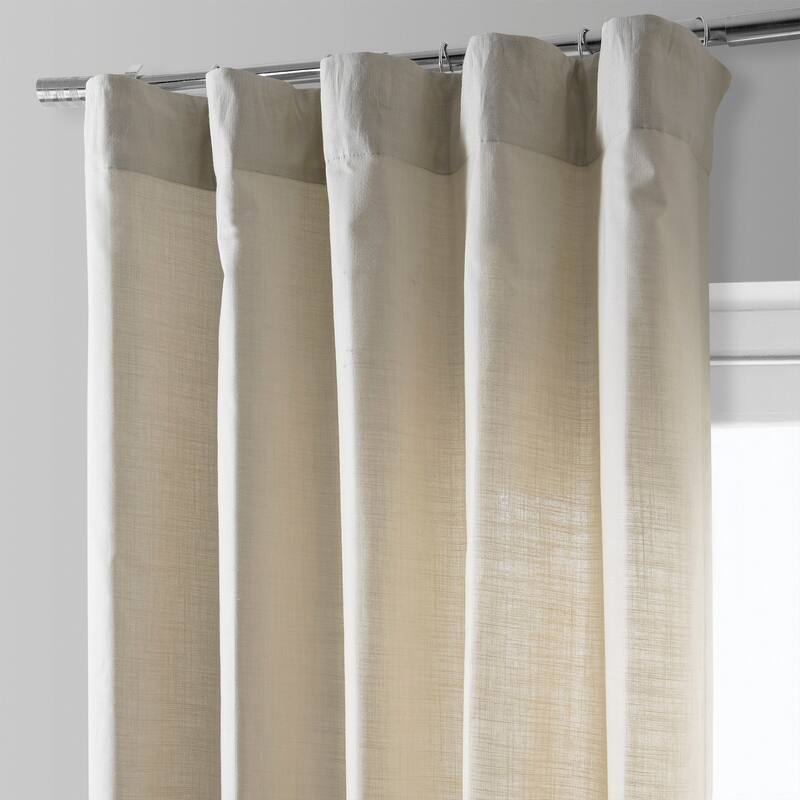 Exclusive Fabrics Bordered Textured Cotton Curtains For Bedroom & Living Room Curtains - Single Panel Drapes